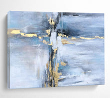 Load image into Gallery viewer, Hand - Painted Blue - Gold Splash Abstract Acrylic Art for New Chinese - Style Living Room Wall Decoration LargeART1631