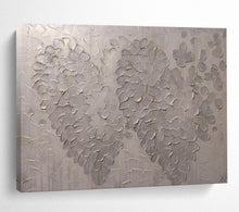 Load image into Gallery viewer, Hand - painted Textured Silver Floral Dots Acrylic Art for Elegant Dining Room Accents LargeART1687