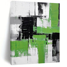 Load image into Gallery viewer, Grand Hand - painted Green & Gray Abstract Clash Acrylic Art for Modern - Minimalist Hallways LargeART0181