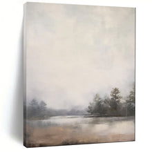 Load image into Gallery viewer, Gray - Beige Abstract Misty Lake Art, Perfect for Cozy Cottage Living Room & Serene Bedroom LargeART2057