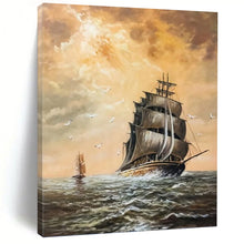 Load image into Gallery viewer, “Sailing Ship at Sea” - Romantic Seascape Art on Canvas DKH1649