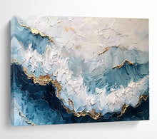 Load image into Gallery viewer, Textured Blue - Gold Ocean Abstract Painting for Luxury Bedroom & Opulent Lounge DKH156