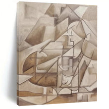 Load image into Gallery viewer, Brown & Gray Cubist Mountain Abstract Painting, Suited for Art Gallery & Modern Study LargeART1456