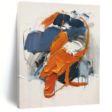 Load image into Gallery viewer, Blue and Orange Abstract Textured Strokes Acrylic Art - Suited for Coastal - inspired Living Room & Creative Coworking Space LargeART0613