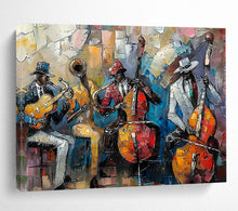 Load image into Gallery viewer, Colorful Jazz Band Painting on Canvas - “Vibrant Performers” DKH761