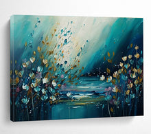 Load image into Gallery viewer, Riverbank Flowers “Dreamy Blooms” Painting on Canvas, Ethereal Floral Art DKH879