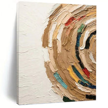 Load image into Gallery viewer, “Colorful Impasto Swirl” - Beige, Multi - Color Abstract Art on Canvas DKH1118