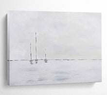 Load image into Gallery viewer, “Minimalist Sailboats on White” - Subtle Abstract Acrylic, Ideal for Minimalist Bedroom and Home Office DLZ261
