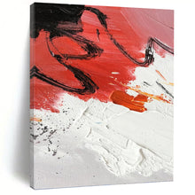 Load image into Gallery viewer, “Red and Black Abstract Splatter” - Red, Black, White Abstract Art on Canvas DKH1290