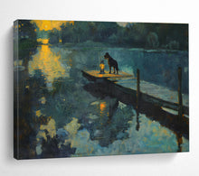 Load image into Gallery viewer, Nocturnal River Scene Abstract Painting for Lakeside Cottage & Cozy Reading Nook DKH221