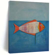 Load image into Gallery viewer, Colorful Collage Fish Art for Nautical Nursery & Coastal Kitchen LargeART0876