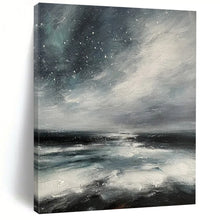 Load image into Gallery viewer, Mood Landscape Abstract Painting, Gray & Blue Ocean for Serene Bedroom LargeART2270