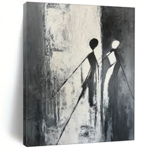 Load image into Gallery viewer, Minimalist Black - White Abstract Figures Art, Ideal for Contemporary Office & Monochrome Living Room LargeART1996