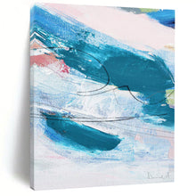 Load image into Gallery viewer, “Blue Rhythm” - Blue, white, pink with dynamic brushstrokes and black lines DTP151