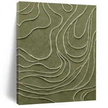 Load image into Gallery viewer, Large - Scale Hand - painted Olive Green Wavy Relief Acrylic Art for Nature - Inspired Living Rooms LargeART0144