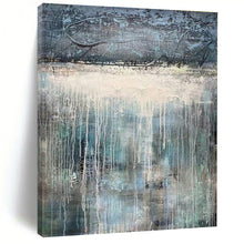 Load image into Gallery viewer, Oversized Dripping Gray - Blue Abstract Art for Bedroom & Wellness Center LargeART0467