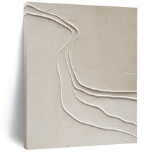 Load image into Gallery viewer, Beige Textured Lines Abstract Canvas Painting, Ideal for Minimalist Bedroom & Serene Yoga Studio LargeART1094