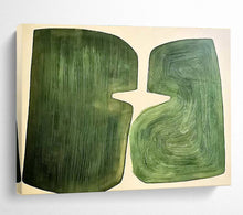 Load image into Gallery viewer, Green - Shaped Abstract Painting on Canvas - “Organic Harmony” DKH620