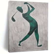 Load image into Gallery viewer, “Green Golfer Silhouette” - Minimalist Sports Art on Canvas DKH1561
