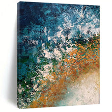 Load image into Gallery viewer, Hand - painted Generous - sized Blue and Orange Textured Abstract Acrylic Art for Modern Showrooms LargeART0010
