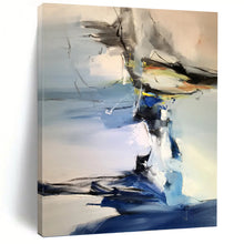 Load image into Gallery viewer, “Blue and Grey Abstract Gestures” - Blue, Grey, White Abstract Art on Canvas DKH1287