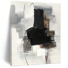 Load image into Gallery viewer, “Monochrome Abstract Gestures” - Black, White, Grey Abstract Art on Canvas DKH1280