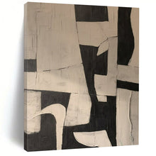 Load image into Gallery viewer, Black - White Bold Geometric Abstract Acrylic Art, For Dining Room & Gallery Walls LargeART0977