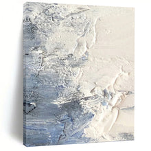 Load image into Gallery viewer, “Textured White and Blue Abstract Ice” - White, Blue, Grey Abstract Art on Canvas DKH1265