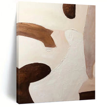 Load image into Gallery viewer, “Earthy Tones Abstract Shapes” - Brown, White Abstract Art on Canvas DKH1180