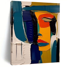 Load image into Gallery viewer, Blue & Orange Cubist Abstract Painting, Ideal for Modern Art Studio & Bold Living Room LargeART2125