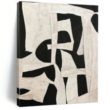 Load image into Gallery viewer, “Patchwork Monochrome Art” - Black, White Abstract Collage on Canvas DKH1137