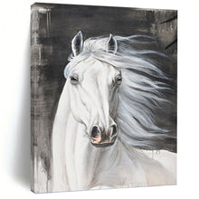 Load image into Gallery viewer, “White Horse Portrait” - Realistic Animal Art on Canvas DKH1529