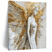 Load image into Gallery viewer, Gold & White Textured Angel Art, Perfect for Serene Nursery & Glamorous Hallway LargeART2138