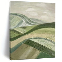 Load image into Gallery viewer, Green & Beige Rolling Hills Abstract Painting, Perfect for Nature - Inspired Living Room & Rustic Office LargeART1455