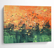 Load image into Gallery viewer, Orange - Green Splatter Abstract Art for Bohemian Café & Artistic Studio DKH155