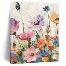 Load image into Gallery viewer, “Textured Floral Garden” – Multicolored Flower Oil Painting with Thick Impasto DTP081