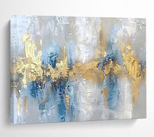 Load image into Gallery viewer, Cool - Toned Blue and Gold Abstract Layers Abstract acrylic painting DLZ046