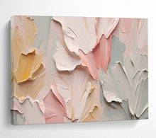 Load image into Gallery viewer, 3D Textured Floral Abstract Painting on Canvas - “Pastel Petals” DKH667