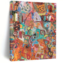 Load image into Gallery viewer, “Vibrant Chaos” Abundant warm hues like orange, red, with assorted shapes and lines. DTP291