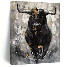 Load image into Gallery viewer, Black & Gold Abstract Bull Close - Up, Suited for Bold Home Gym & Statement Wall LargeART1971