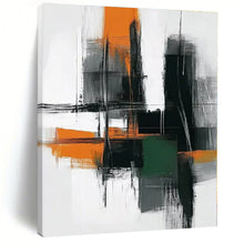 Load image into Gallery viewer, Orange, Gray & Green Urban Abstract Canvas Painting, Ideal for Modern Office & Industrial - Chic Loft LargeART1244