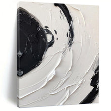 Load image into Gallery viewer, “Swirling Black and White Impasto” - Expressive Minimalist Art on Canvas DKH1677
