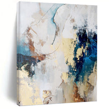 Load image into Gallery viewer, “Blue - Beige Abstract Harmony” Abstract Painting on Canvas, Coastal Home Decor DKH1018