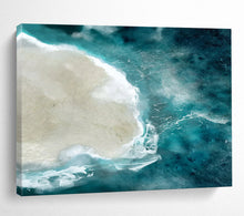Load image into Gallery viewer, Aerial Blue Ocean and Sandy Island Abstract acrylic painting DLZ125