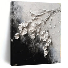 Load image into Gallery viewer, 3D White Flowers on Black Acrylic Art - Great for Romantic Bedroom & Elegant Bathroom LargeART0580
