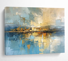 Load image into Gallery viewer, Hand - Painted Abstract Cityscape Reflection Acrylic Art for Urban Loft Living LargeART1640