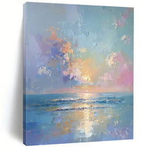 Load image into Gallery viewer, Impressionistic Abstract Sunset Art, Color - Blended Coastal Painting for Beach House Living Room & Relaxation Nook LargeART2202