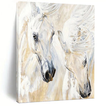 Load image into Gallery viewer, “Elegant White Horses” - Impressionistic Equine Art on Canvas DKH1641
