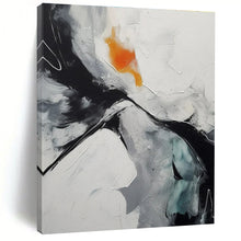 Load image into Gallery viewer, Black, White & Orange Abstract Painting, Ideal for Modern Living Room & Creative Studio LargeART1464