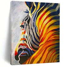 Load image into Gallery viewer, “Vibrant Zebra Abstract” - Color - Infused Striped Animal Art on Canvas DKH1428